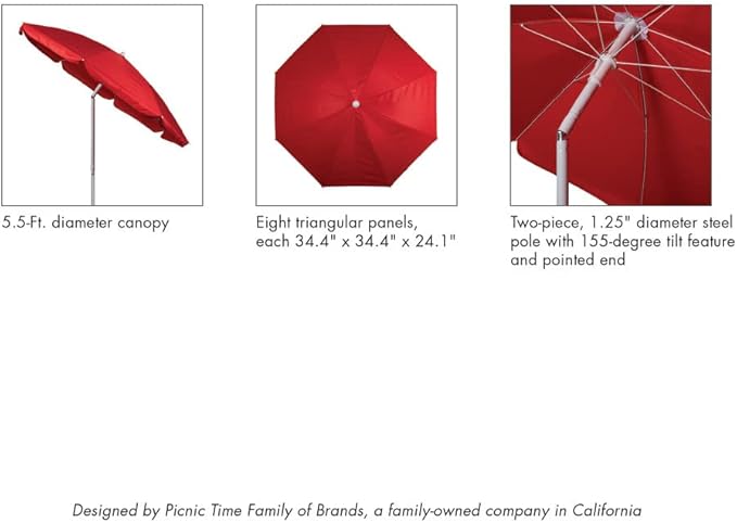 PICNIC TIME NCAA USC Trojans Outdoor Canopy Sunshade Beach Umbrella 5.5' - Small Patio Umbrella - Beach Chair Umbrella