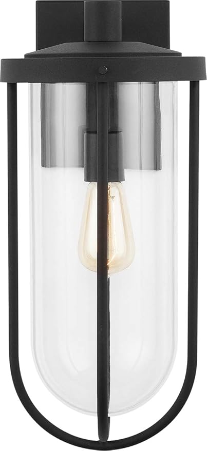 Capital Lighting 934212BK Corbin Clear Glass Outdoor Wall Sconce 1-Light 100 Watt 19 H x 8 W Black