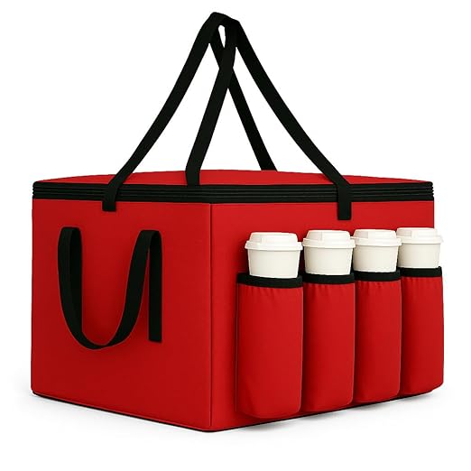 musbus catering bag for doordash uber eats 22x14x14 Insulated Food Delivery Bag with Cup Holders/Drink Carriers Premium XXL Beverages Grocery Pizza Commercial Quality Hot and Cold hot boxes