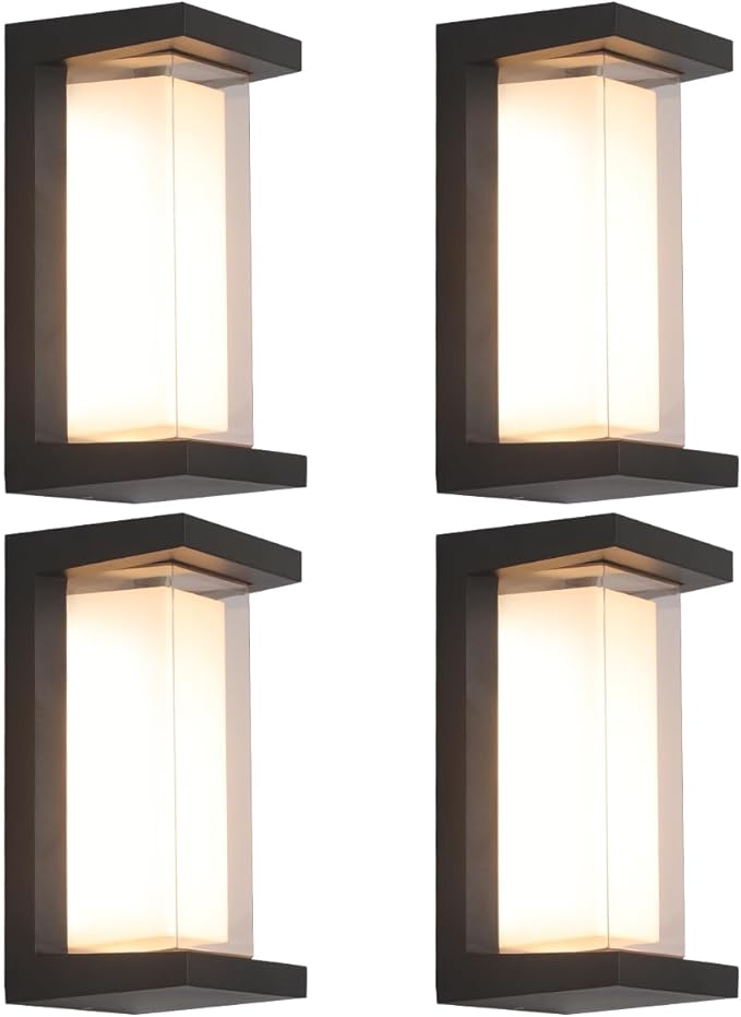 24W Outdoor Porch Light15%-100% Dimmable Outdoor Wall Lights3000K/4000K/6500K Adjustable Outdoor Modern Wall Sconce LightsWaterproof Exterior Wall Lighting2160LM Indoor Wall Sconce 4 Pack