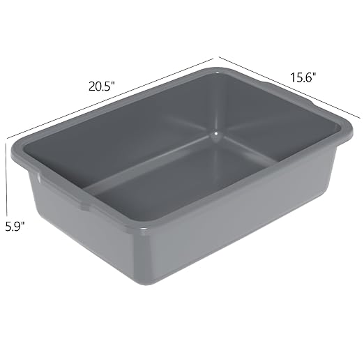 24 L Plastic Bus Box Commercial Plastic Restaurant Bus Tubs Gray 4 Packs