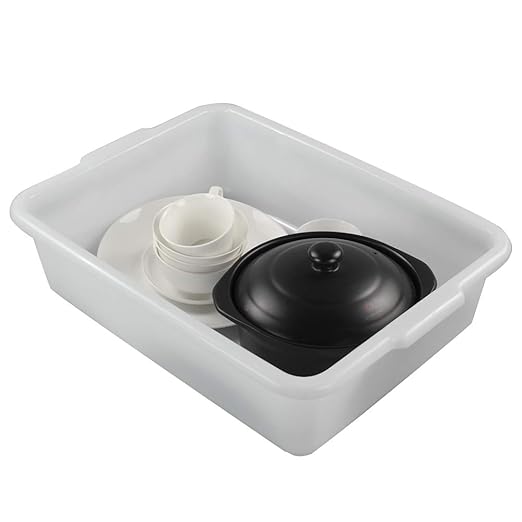 Kekow 4-Pack 22 L Commercial Bus Tubs/Bus Box White Large Plastic Tote Box