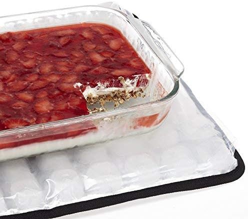 FlexiFreeze Party Mat Food Cooling Serving Platter – Buffet Display Chiller for Meat Cheese Fruit &amp Party Food Trays – Catering Supplies Cold Serving Mat Black (19 x 15)