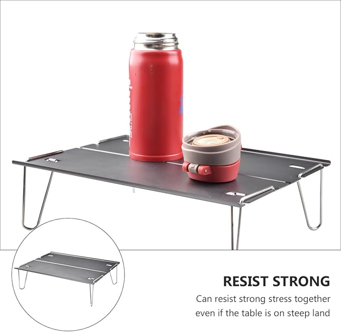 Didiseaon Portable Folding Camping Table Aluminum Mini BBQ Picnic Desk Lightweight Outdoor Side Table for Hiking and Backyard Use
