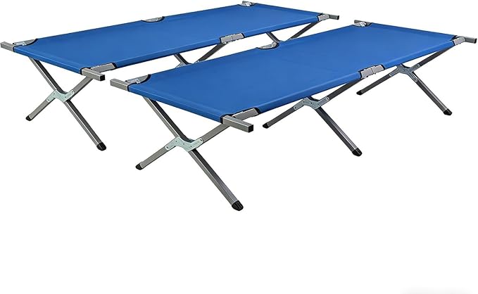 Portable Folding Camping Cot Heavy Duty Sleeping Bed with Carrying Bag 610D Oxford Cloth &amp Lightweight Aluminum Frame 275lbs Load Outdoor Cot for Adults Travel Hiking Office (Navy blue 1 P