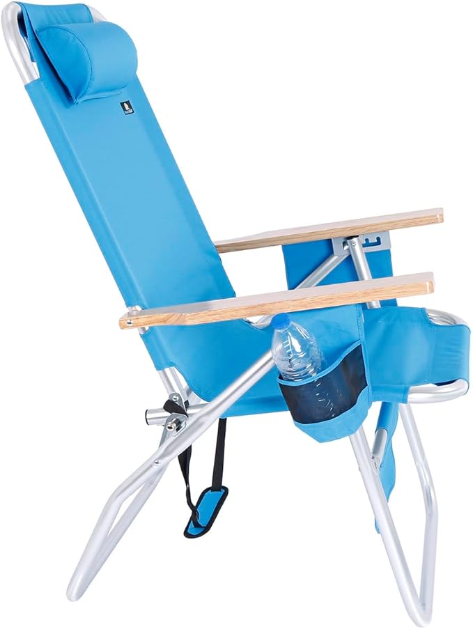Deluxe XL Tall 17 Inches High Seat Beach Chair for Adults Heavy Duty Aluminum Frame Wide Plus Size 300 lb Capacity