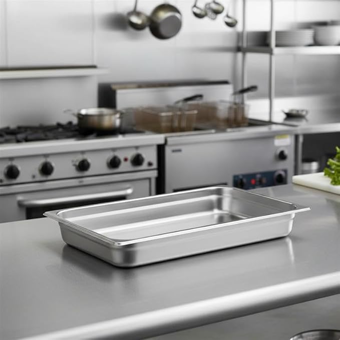 Soro Essentials- Full Size 2-1/2 Deep Stainless Steel Anti-Jamming Steam Table Pan 22 Gauge- Chafer Food Pan Stackable Anti-Jam Steam Pans for Hotel Restaurant Supplies Party Buffet Event Catering