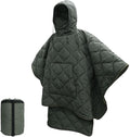 Large Waterproof Camping Blanket Wearable Poncho Liner Packable Weatherproof Warm Quilt for Outdoor HikingTravelPicnicStadiumGreen
