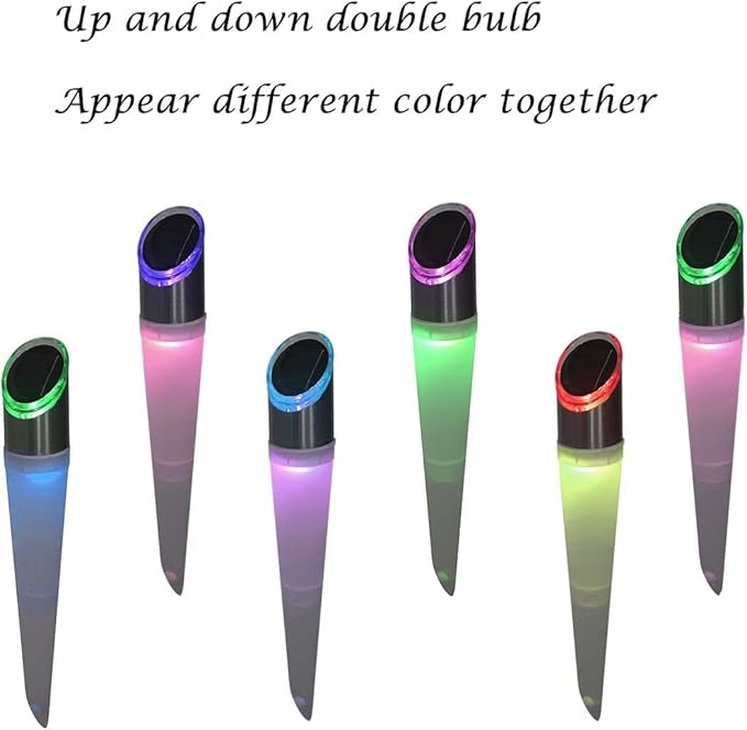 pearlstar Solar Lights Outdoor Garden Pathway Lights LED White&ampColor Changing Landscape Lighting Waterproof for Path Lawn Patio Yard Walkway Driveway4 LED Bulbs&amp 2 Lights Effect (6pack)