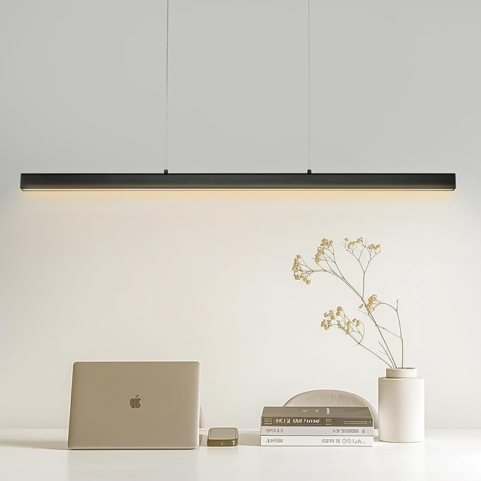 VEVOR Dimmable Linear Pendant Light 20W 47 in LED Linear Light Fixture Chandelier with Acrylic Lampshade 3000K / 4000K / 6500K Color Temperature Adjustable Height for Dining Room Kitchen Island