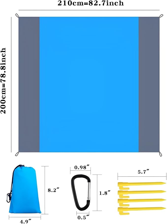 Beach Blanket Picnic Blankets Beach Accessories Lightweight Waterproof Sandproof Couple Family with Children Blanket for Summer BeachParkTravel Camping HikingPartyBackyard(79*83)