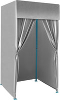 Heavy-Duty Portable Folding Fitting Room with Blackout Curtains - Large Changing Room for 3-4 People Freestanding Privacy Tent for Events Retail Stores &amp Outdoor Use Silver Gray