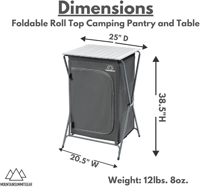 MOUNTAIN SUMMIT GEAR Foldable Roll Top Camping Pantry and Table Made by Caddis Sports