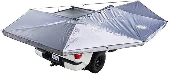 Overland Vehicle Systems - XD Nomadic 270 - Awning W/Lights &amp Black Out Passenger Side Grey Hex Black Trim &amp Black Travel Cover