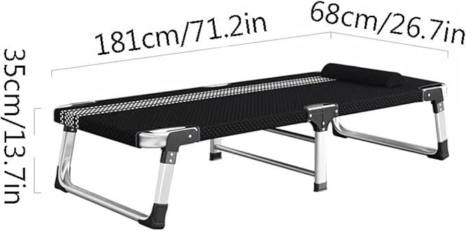 Breathable Camping Cot Aluminum Alloy Flat Tube Guest Bed for Adults Portable Folding Bed with Headrest Travel Camp Bed