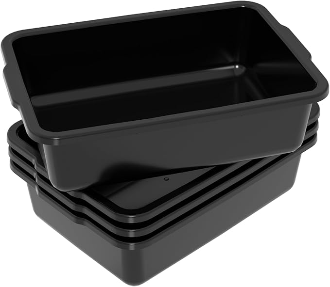24 L Commercial Bus Tub Black Restaurant Grade Bus Box 4-Pack