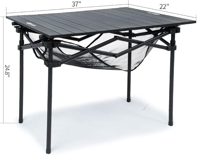 Whitsunday Aluminum Folding Outdoor Camping Table Compatible with Wagons (Carbon Black Square (H))