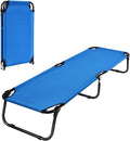 Goplus Folding Camping Cot Heavy Duty Collapsible Foldable Camping Bed for Adults Kids with Non-Slip Foot Pad Indoor Outdoor Portable Sleeping Cot for Hiking Camping Fishing (Blue)