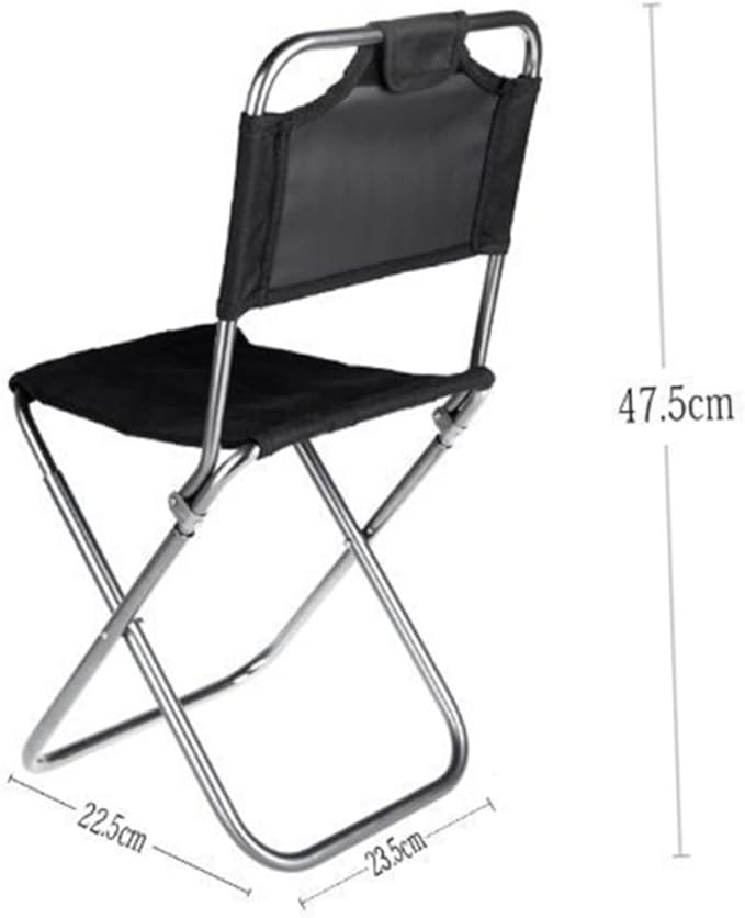 STOBAZA 100kg Portable Aluminum Alloy Folding Chair Backrest Outdoor Beach Camping Chair Lightweight Stool for Home Travel Fishing Black