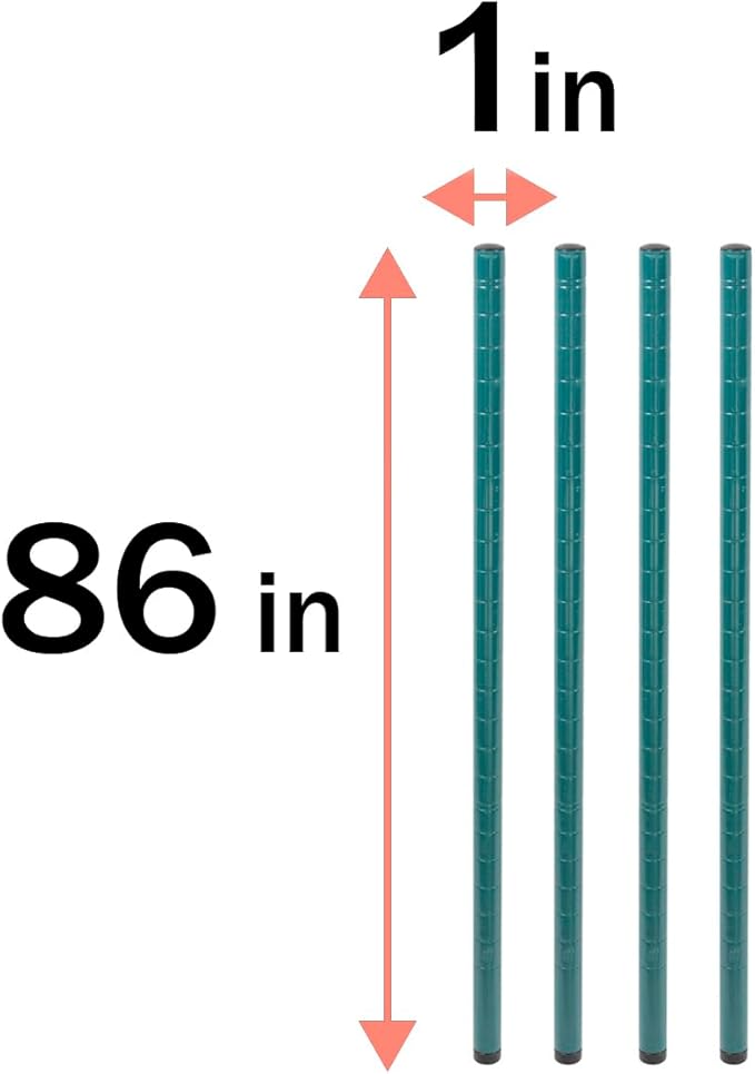 86''H Green Epoxy Wire Shelving Posts | Pack of 4 Posts | NSF Commercial Heavy Duty |