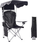 EZONE Folding Canopy Camp Chair for Outdoors Shade Canopy Portable Chair Camping Tailgates Beach Pool Lawn Chair Sunshade Travel Chair Folding Camping Chair (Black)