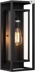 1 Pack 18 inches Outdoor Wall Lantern Light Fixture Large Black Exterior Waterproof Wall Sconce Anti-Rust Mount Porch Light with Clear GlassE26 Socket
