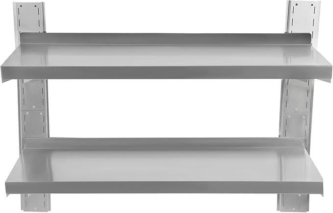 2 Tier Stainless Steel Wall Shelf 39.4 x 12.6 Commercial Floating Wall Shelf with Brackets Adjustable Double-Layer Metal Heavy Duty Storage Rack for Restaurant Kitchen Bar Home Hotel