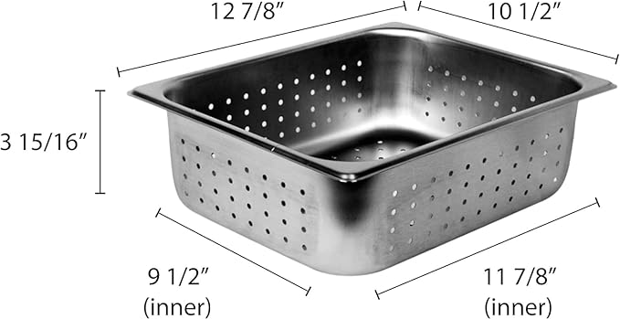 TrueCraftware-Half Size 4 Deep Perforated Stainless Steel Anti-Jamming Steam Pan 24 Gauge- Chafing Food Pan Anti-Jam Steam Table Hotel Pans for Restaurant Family Events Personal Catering Use