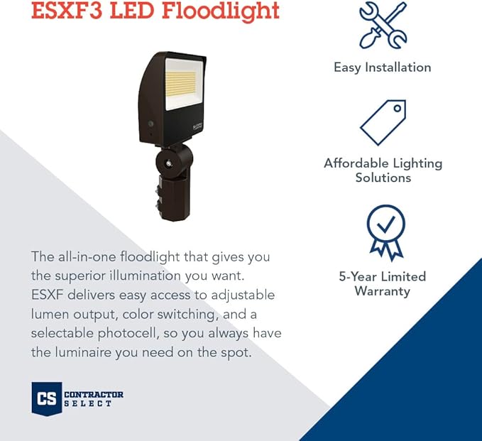 Lithonia Lighting All-in-One LED Flood Light Waterproof LED Outdoor Light Fixture with Adjustable Brightness and Color Temperature Yoke or Slipfitter Mount Dusk to Dawn Outdoor Lighting MVOLT