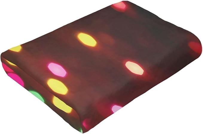 60X50 Christmas Lights Glowing Lightweight Flannel Blanket - Soft and Breathable Polyester Suitable for Travel Camping and Home Decoration