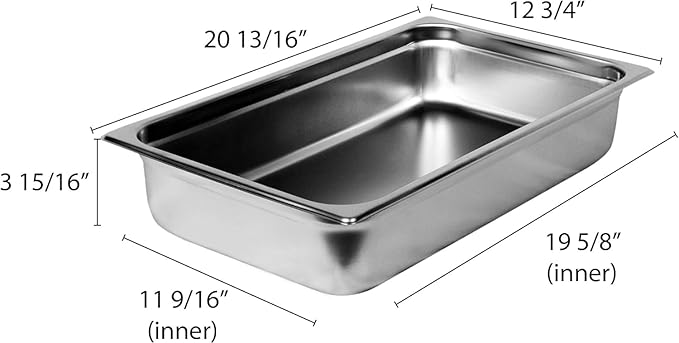 TrueCraftware-Full Size 4 Deep Stainless Steel Anti-Jamming Steam Table Pan 22 Gauge- Chafing Steam Table Pans Catering Food Storage Metal Pan Hotel Pan for Restaurant Events Catering Use