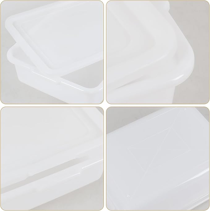 12-Pack 13 L Commercial Bus Tub with Lid Bpa-Free Food Grade White Dish Tote Box