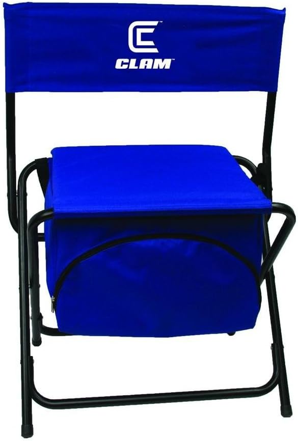 CLAM 8823 Ice Fishing Chair with Built-in Cooler – Lightweight Portable &amp Weatherproof Fishing Seat 16 Height Durable Steel Frame
