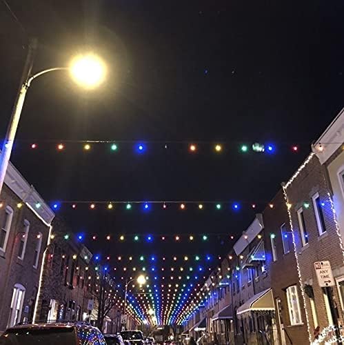 G40 Patio String Lights with 25 Multi Globe Bulbs - Hanging Garden String Lights - Vintage Backyard Patio Lights - Outdoor String Lights - Market Cafe String Lights - Green Wire - 25 Foot