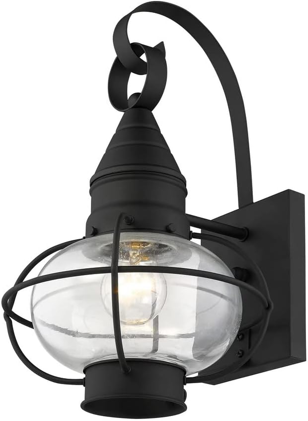 Livex Lighting 26901-04 Transitional One Light Outdoor Wall Lantern from Newburyport Collection in Black Finish 8.75 W x 14.75 H