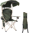 EZONE Folding Canopy Camp Chair for Outdoors Shade Canopy Portable Chair Camping Tailgates Beach Pool Lawn Chair Sunshade Travel Chair Folding Camping Chair (Upgraded - Olive Green)