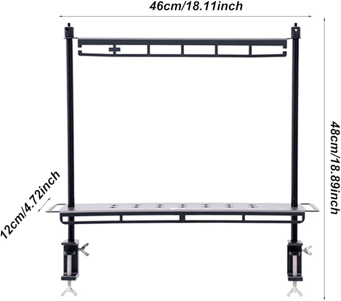 Camping Table Rack – Adjustable Clamp- Outdoor Storage Shelf Foldable Desktop Shelf for Camping | Portable Lantern Stand Lightweight Table Rack for Outdoor Use Camping Gear Storage