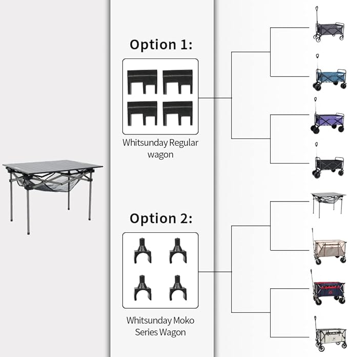 Whitsunday Aluminum Folding Outdoor Camping Table Compatible with Wagons (Desert Sand Rectangular(H))