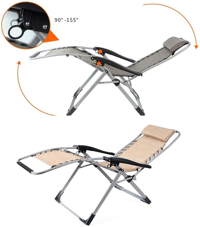 Deck Chair FoldingFoldichair Campichair Garden Chairs Portable Breathable Sun Lounger for Garden Beach Pool/Khaki