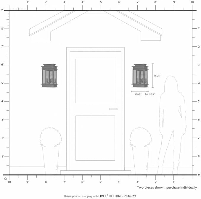 Livex Lighting 2016-01 Transitional Two Light Outdoor Wall Lantern from Princeton Collection Finish Antique Brass