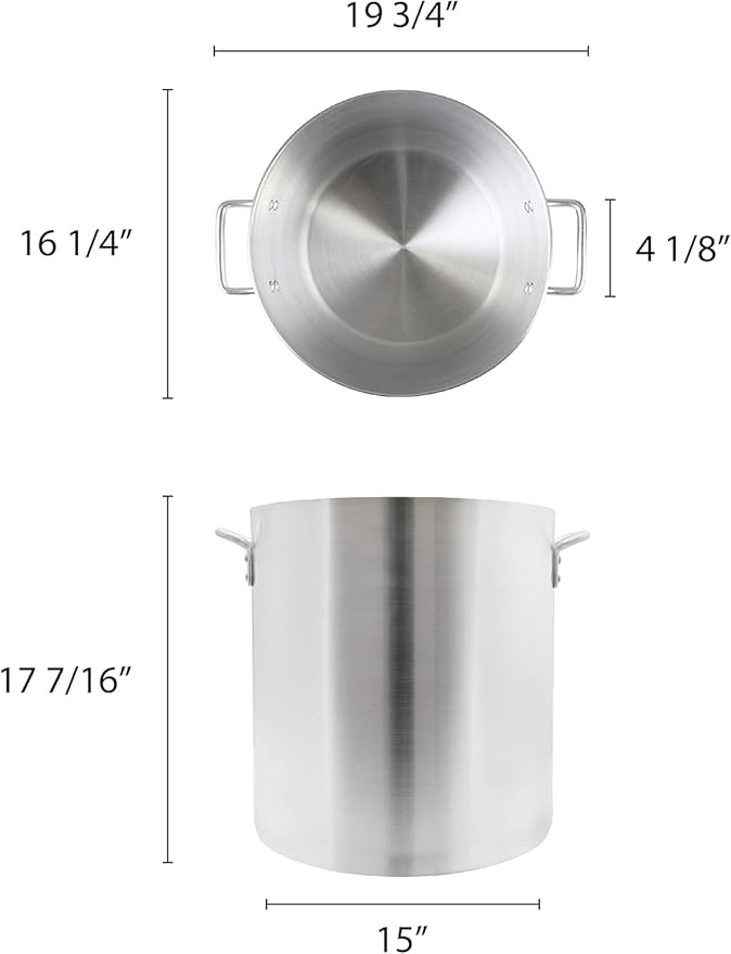 TrueCraftware- 60 qt. Heavy-Duty Aluminum Stock Pot with Riveted Handles- Multipurpose Cookware Pot Large Stockpot Stew Simmering Pots for Pasta Soup Seafood Stock Home Restaurant Catering