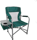 Folding Director's Chair with Side Table and Cooler Heavy-Duty Camping Chair 33.73W x 37.3H inches (Green Smoke)