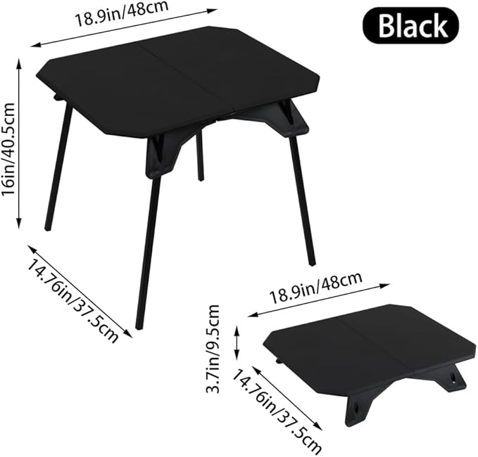 Folding Camping TableOutdoor Small Portable Aluminum Camp Table with Backpacking Carrying Bag for Camping Beach Picnic Grilling Hiking FishingTravel (Black)