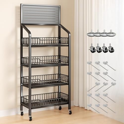Store Display Rack Wall Mounted Storage Rack Supermarket Convenience StoreFloor-Standing 4-Tier Supermarket Display Rack Carbon Steel Snack &amp Vegetable Organizer for Convenience Stores Ho