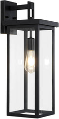 tewei Large Size Outdoor Wall Lantern Exterior Wall Light Fixture Matte Black Porch Light Waterproof Outdoor Lights for House with Clear Glass Shade E26 Base Wall Sconces for Garage (1 Pack)