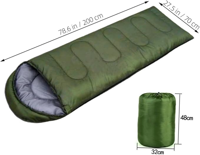 Mummy with Drawstring Hood Lightweight Camping Blanket for Hiking and Outdoor Activities Olive Green Multifunctional for Travel and Home Use