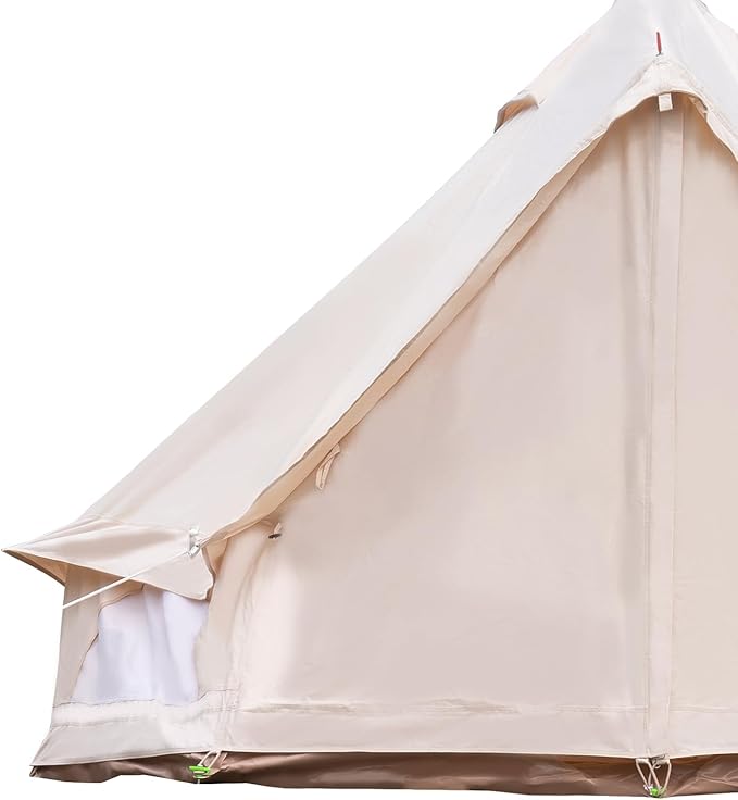 Bell Tent Yurt Tents with Carrying Bag 4 Seasons Waterproof Tent 6.5ft Sturdy Center Rod for Camping 100% Cotton Glamping Tents Breathable Holds up to 2 People