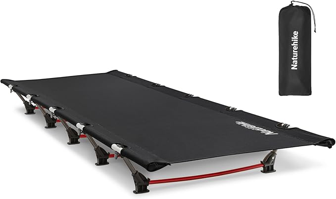 Naturehike Ultralight Camping Cot Easy to Assemble Folding Tent Cot Compact &amp Protable Camping Bed for Camping Mountaineering &amp Hiking Supports 330lbs with Carry Bag GreenWild Dark Black