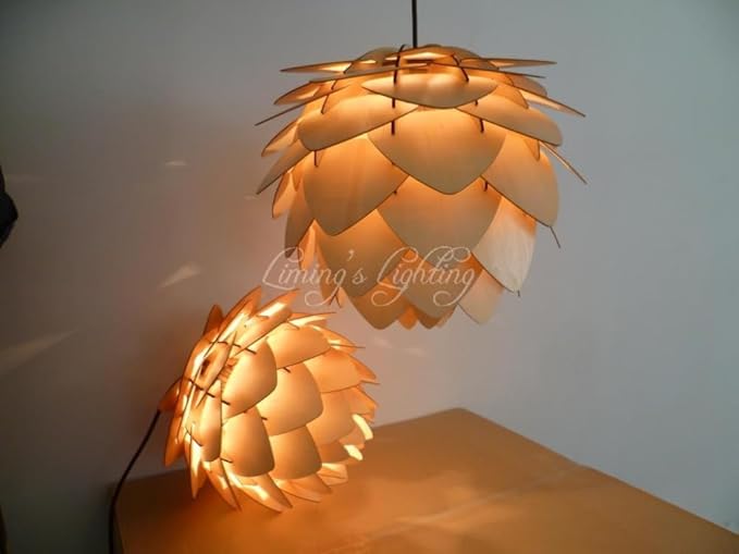 Modern Art Wooden Pinecone Pendant Lights Christmas Decorations Home Restaurant Hanging Wood Lamps Home Decorative Fixtures (18'')