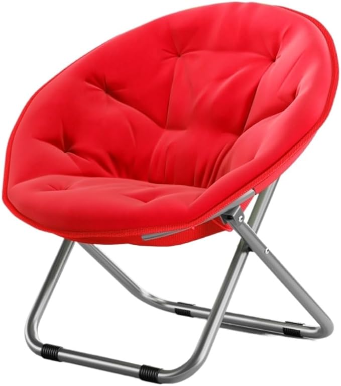 Comfortable Folding Moon Chair with Backrest - Adult Lazy Sofa for Leisure &amp Beach(Bright red)